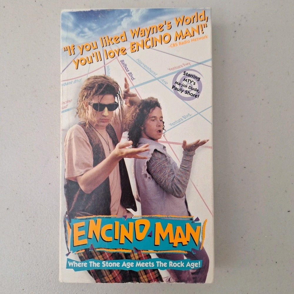 Encino Man (VHS, 1992) Pauly Shore, Brandon Fraser, Sean Astin Comedy